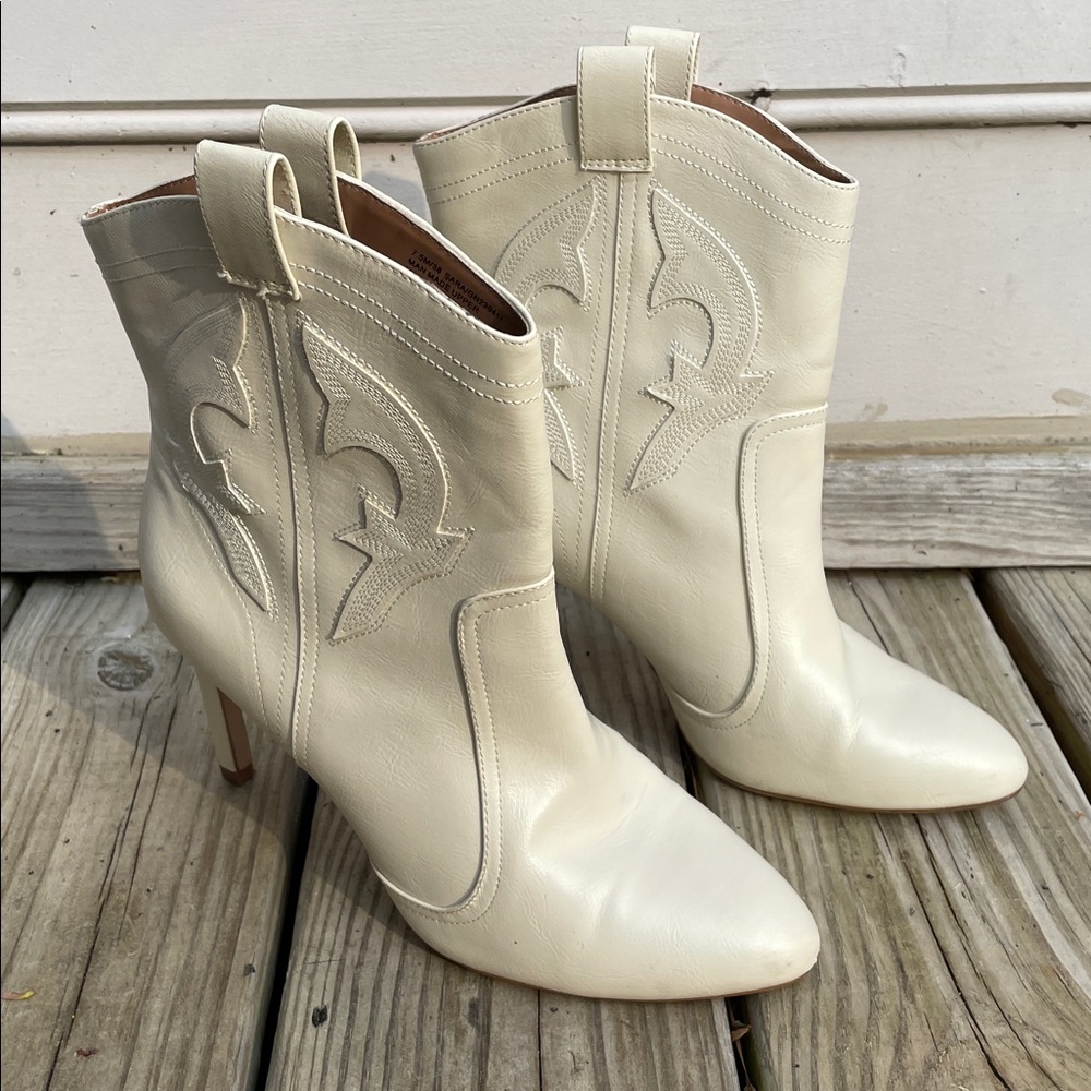 BCBGeneration Sara Cream Western Booties 7.5 View 2